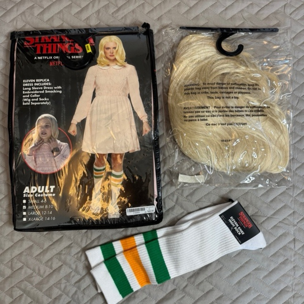 Spirit Eleven Adult Costume -Dress with Blonde Wig and Socks Size Medium